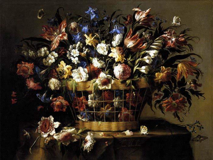 Arellano, Juan de Basket of Flowers c France oil painting art